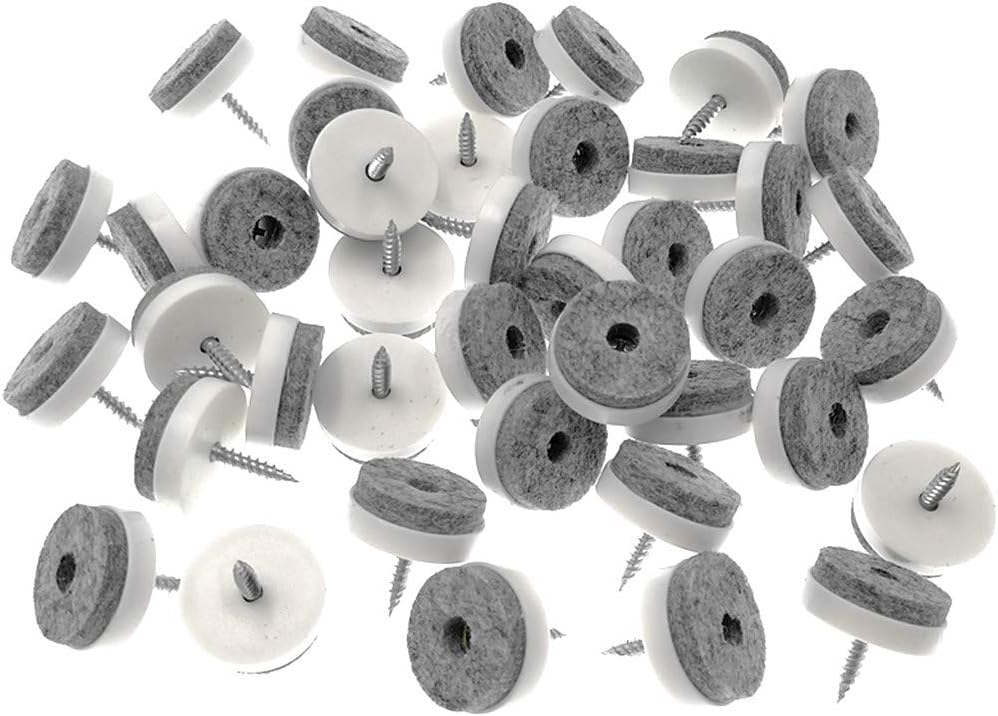 ALIMITOPIA 40pcs Screw-on Furniture Felt Pad Chair Glide Slider Hardwood Floor Protector for Wooden Leg Feet of Chair Table Furniture(Φ20mm or 0.8";White)