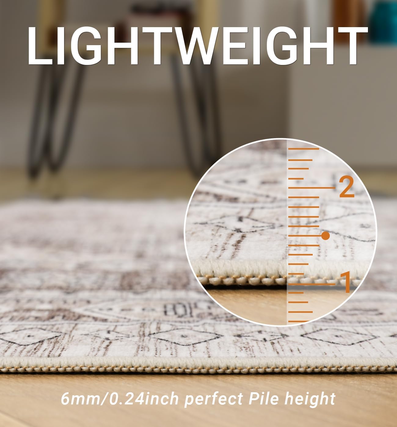 zesthome 2x6 Runner Rug for Hallways, Machine Washable Rug, Non Slip Vintage Low Pile Runners, Stain Resistant Runners for Entryway, Kitchen, Bathroom, Laundry Room, Corridor