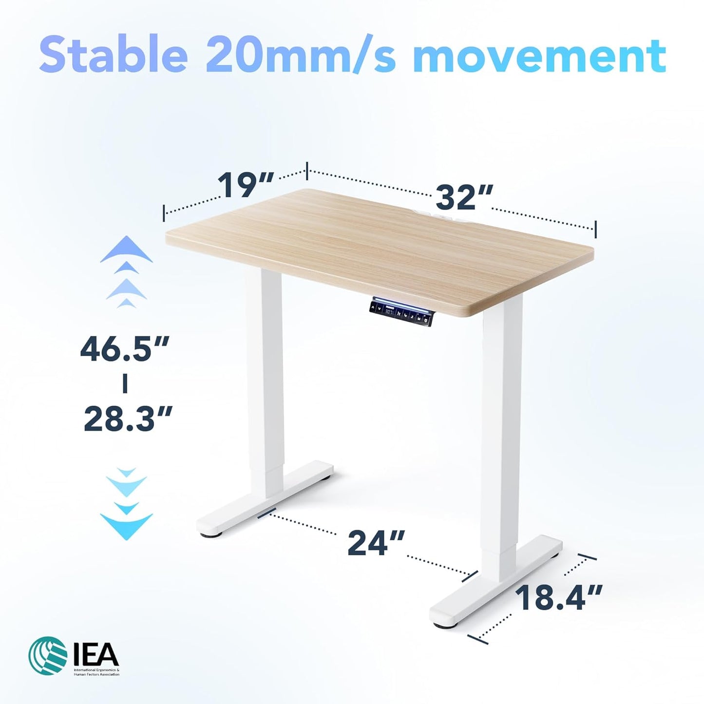 HUANUO One-Piece 32 inch Electric Standing Desk, Smart APP, Alexa & Google Voice Control, Wi-Fi, Adjustable Height, 6 Memory Settings, Sedentary Reminder, Posture & Neck Care, Light Walnut