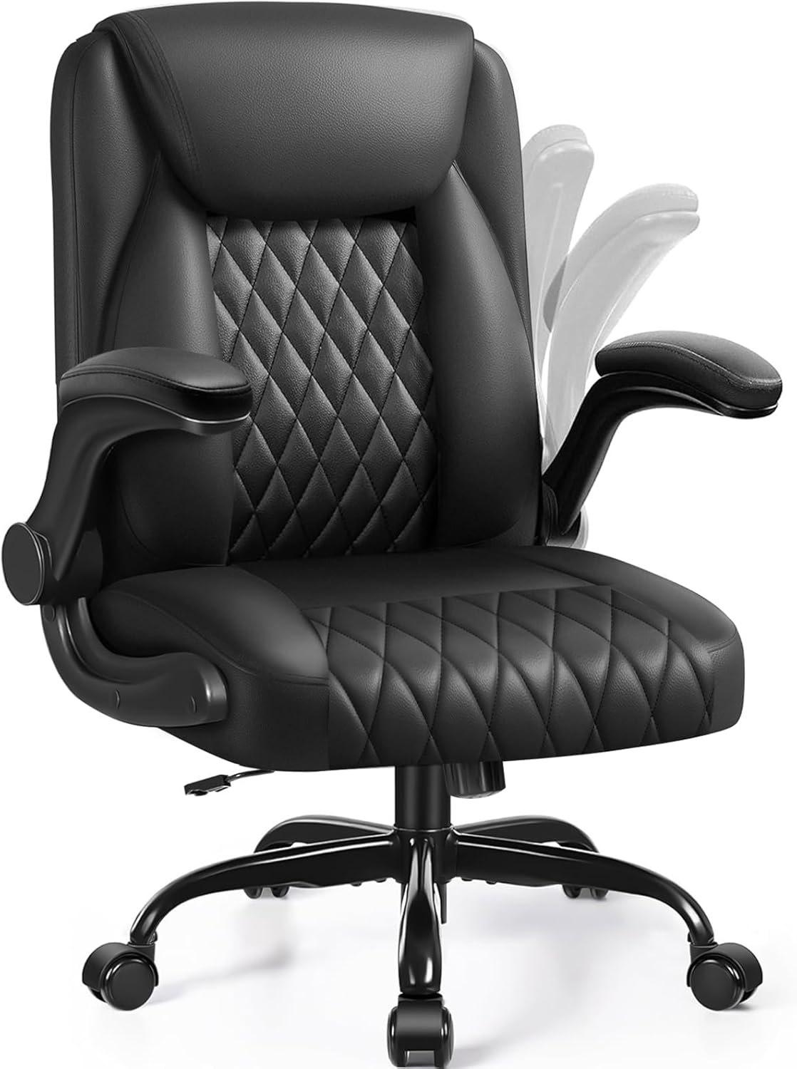 COMHOMA Leather Office Chair Ergonomic Computer Gaming Chair with Comfy Back Support, Executive Mid-Back,Small Gmaing Chair with Adjustable Armrests, for Short People Use, Rolling Swivel for Adults