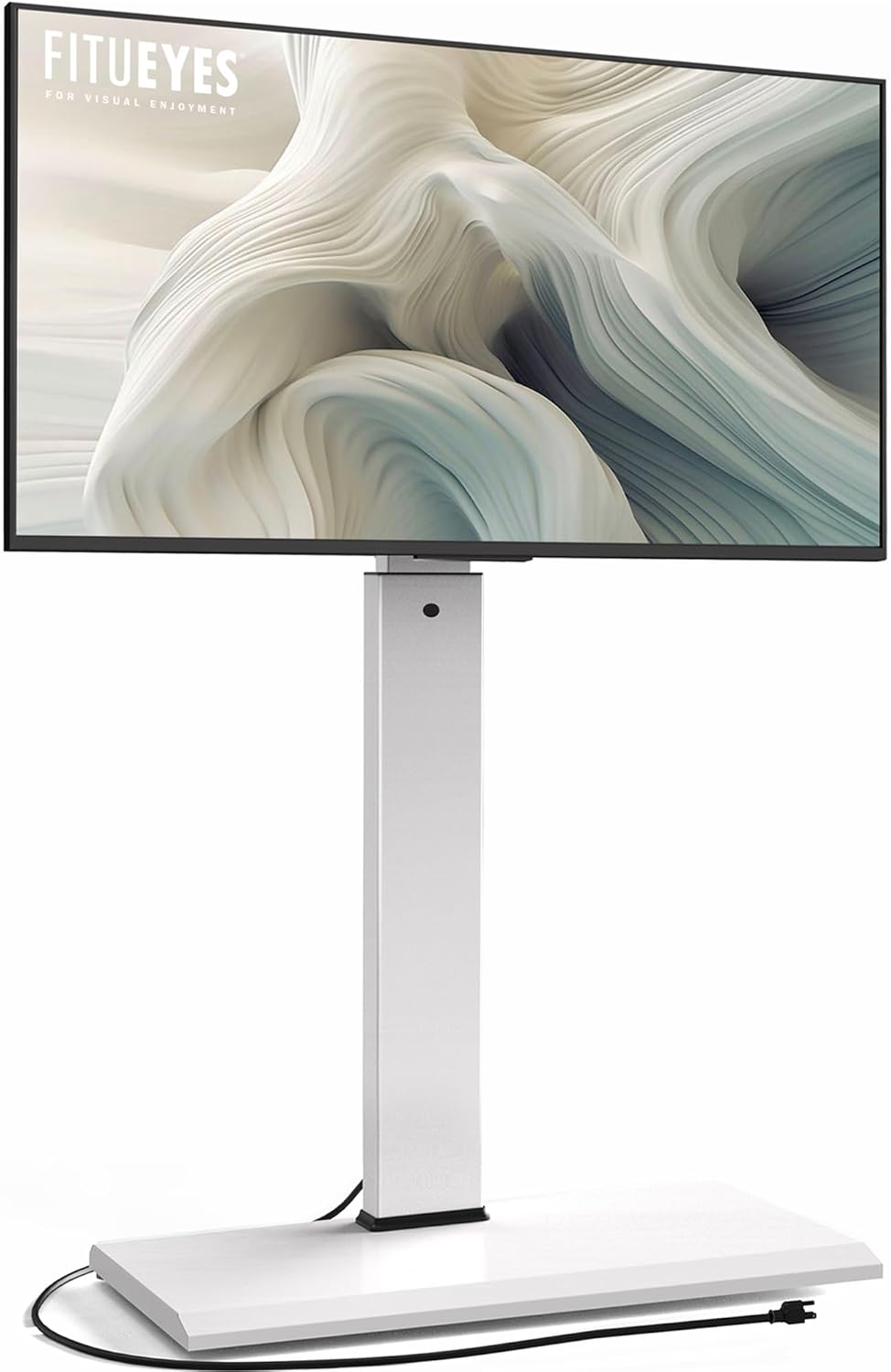 FITUEYES Floor Swivel TV Stand with Power Outlet for 32-65 Inch TVs, Floor TV Stand with Mount Height Adjustable with Iron Base, Hold Up to 88lbs, Space Saving for Bedroom, Living Room