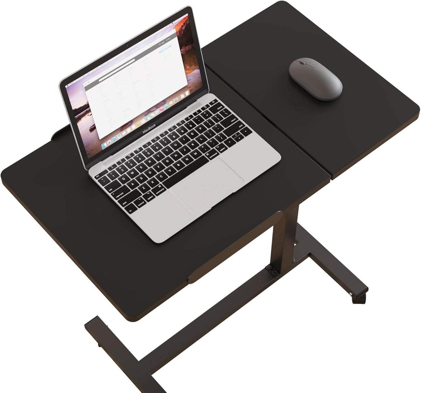 Over The Bed Table with Wheels Rolling Cart Tilting Sofa Laptop Stands Hospital Tray Medical Overbed Table (Black)