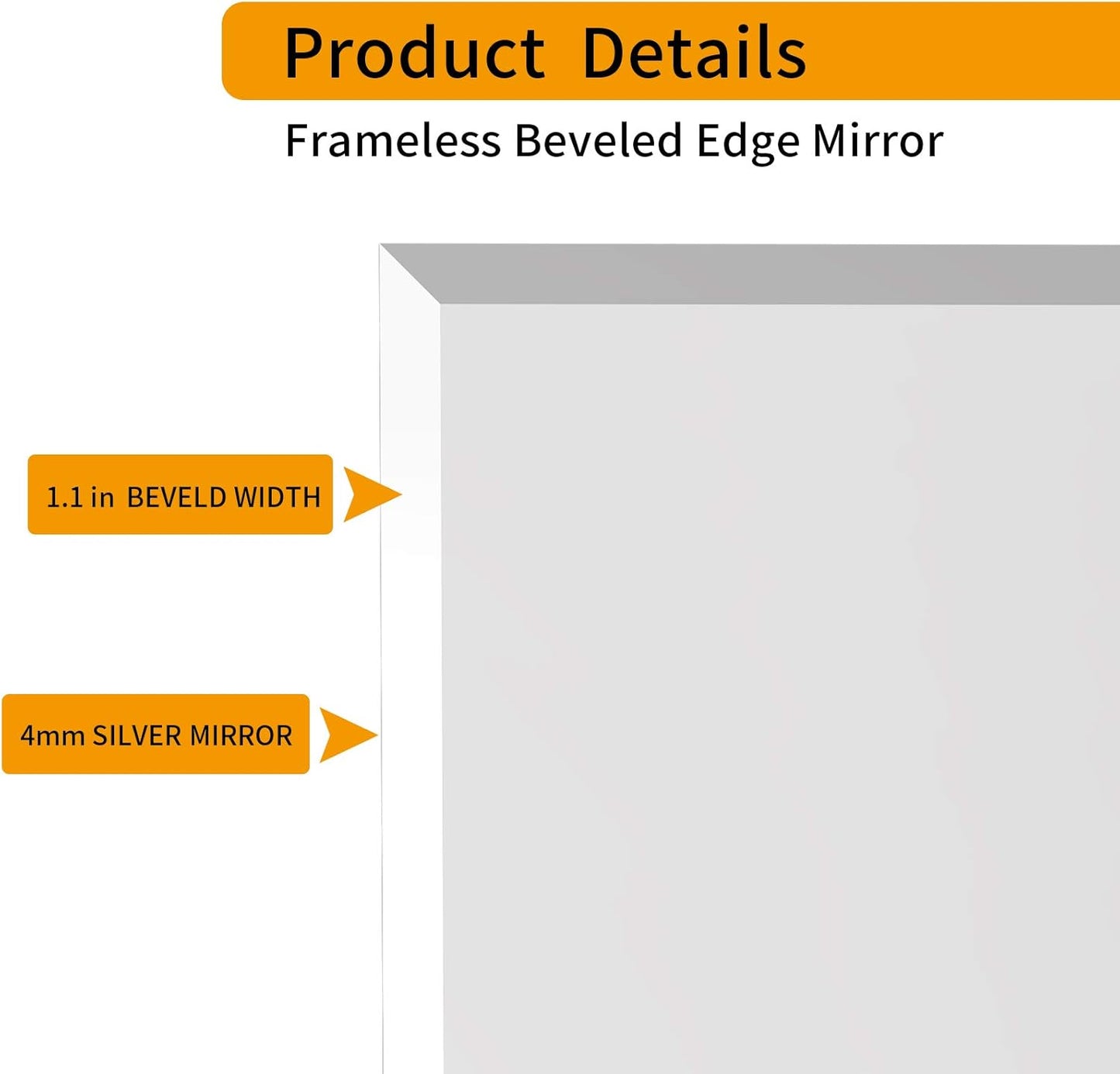 KOHROS Vanity Mirror Frameless Square Mirror, 24" x 24" Bathroom Wall Mirror w/Pencil Polished Edge, Anti-Rust, Tempered Glass, Hangs Horizontally or Vertically