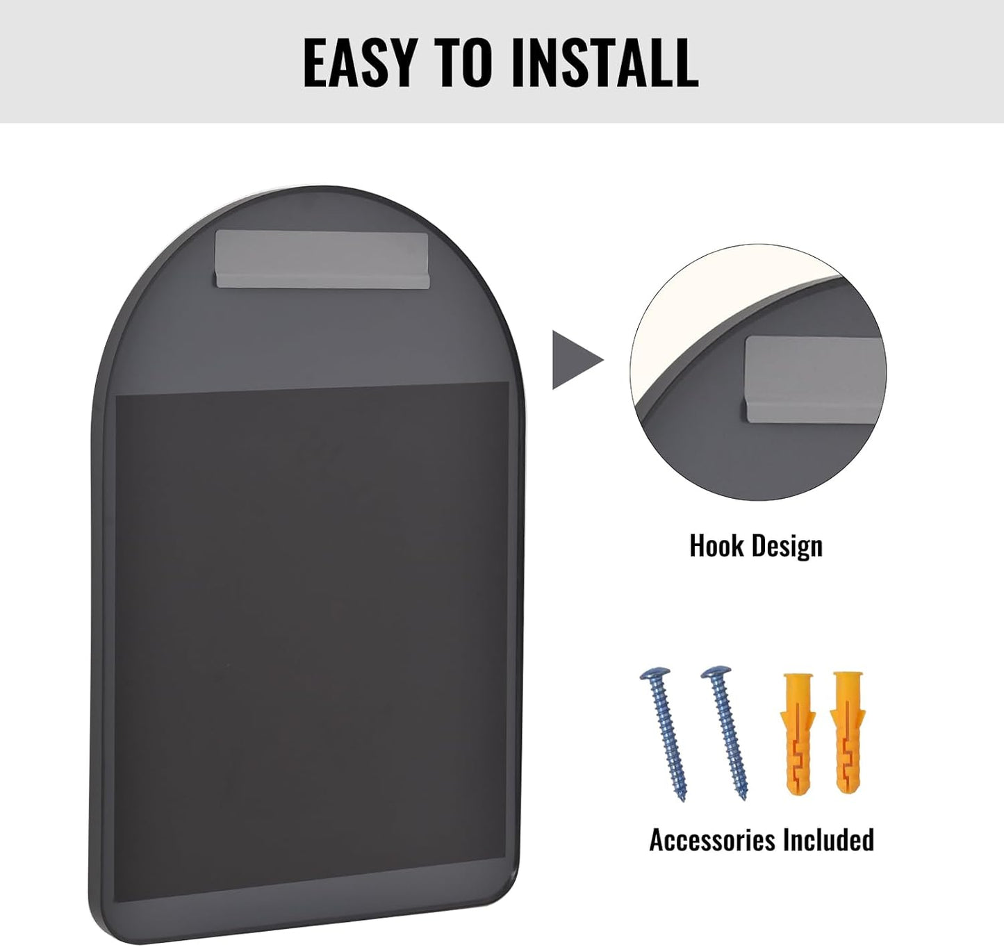 30"x20" Arched Bathroom Mirror - Modern Black Mirror for Wall with Rounded Corners, Bathroom Mirror for Vanity, Aluminum Alloy Framed Mirror - for Living Room, Bedroom, Cloakroom