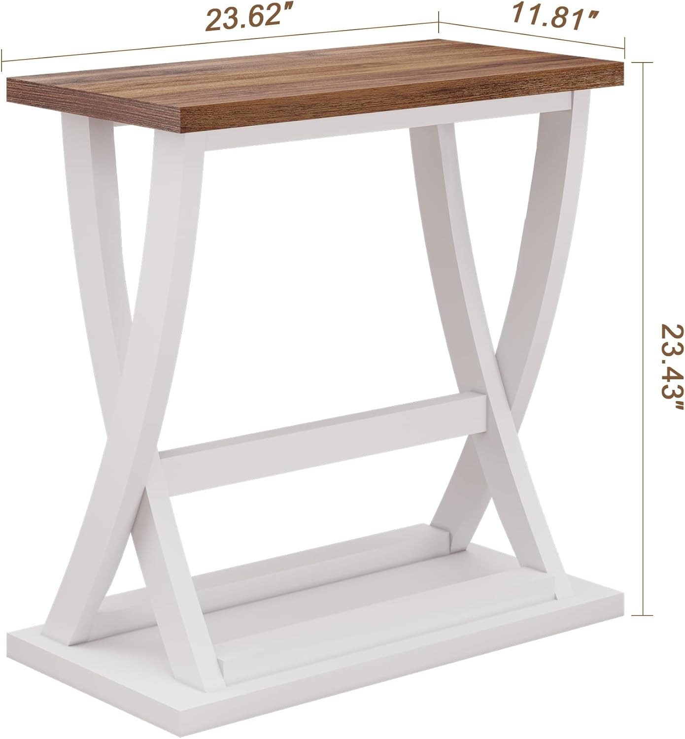 ChooChoo Farmhouse End Tables Living Room Set of 2, Narrow Side Table with Storage Shelf, Modern X-Design Slim End Table for Living Room, 11.8" D*23.6" W*23.4" D