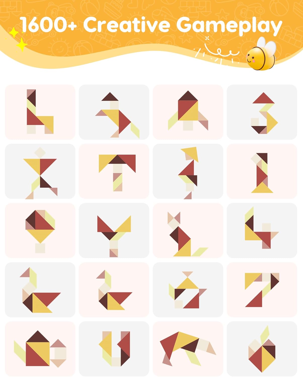 Kids Play Sofa, Tangram Square Puzzles Couch Furniture, Modular Kids Play Couchs Furniture, Puzzle Solving Couch Building Fort for Playroom Bedroom Boys Girls Teens, Dawn