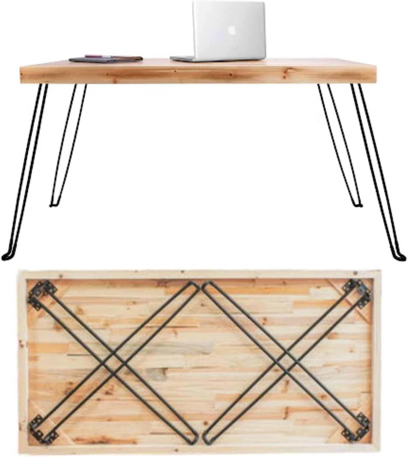 Sleekform Wood Folding Table - Portable Folding Desk - No Assembly Easy Fold Desks for Small Spaces - Space Saving Collapsible Computer Tables for Work, Writing, Crafts