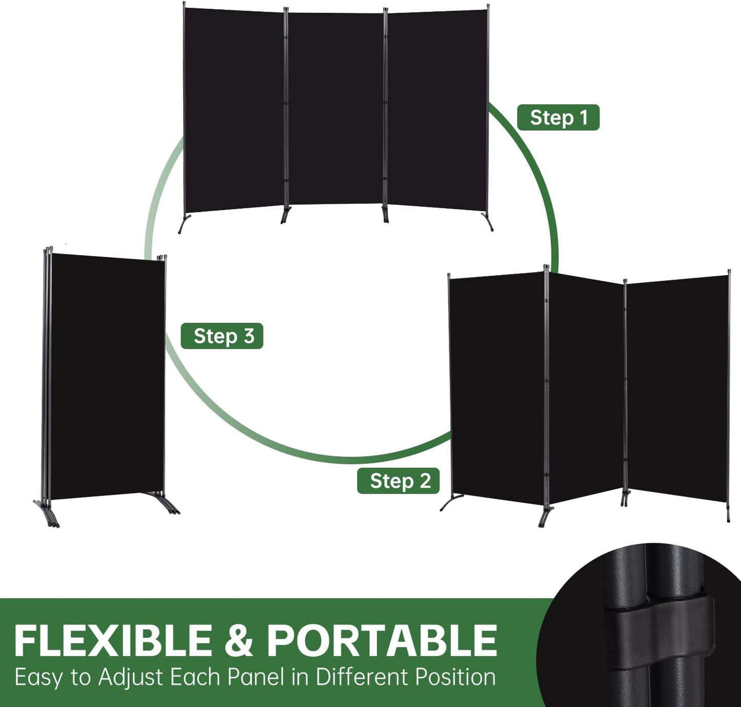 Room Divider Folding Privacy Screens, Portable Room Divider Panel 3 Panel Partition Room Dividers Screen Freestanding Room Partitions and Dividers Fabric Dividers for Room Separation