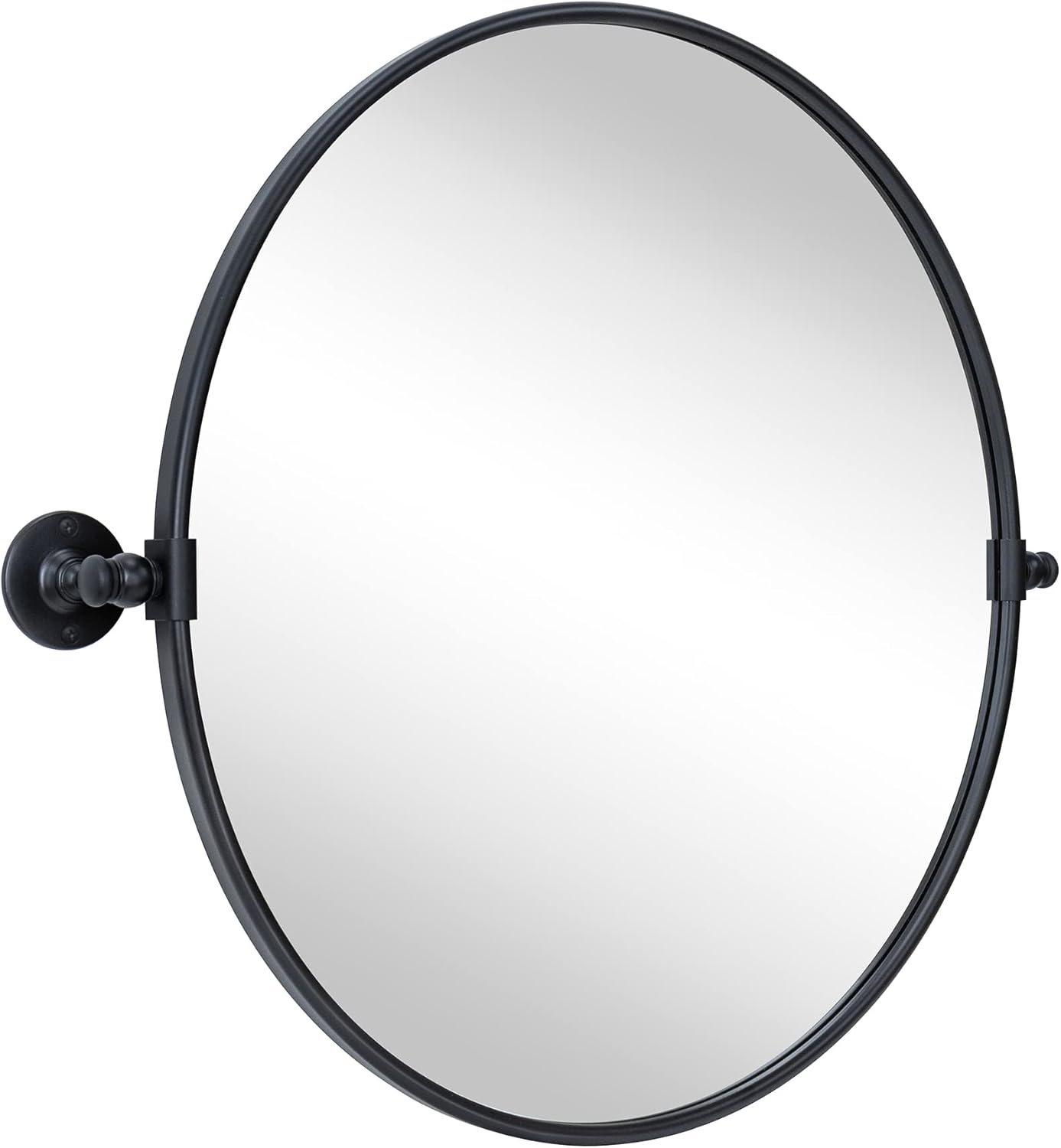 Round Pivot Bathroom Mirror Black Circle Metal Framed Tilting Vanity Mirrors for Wall