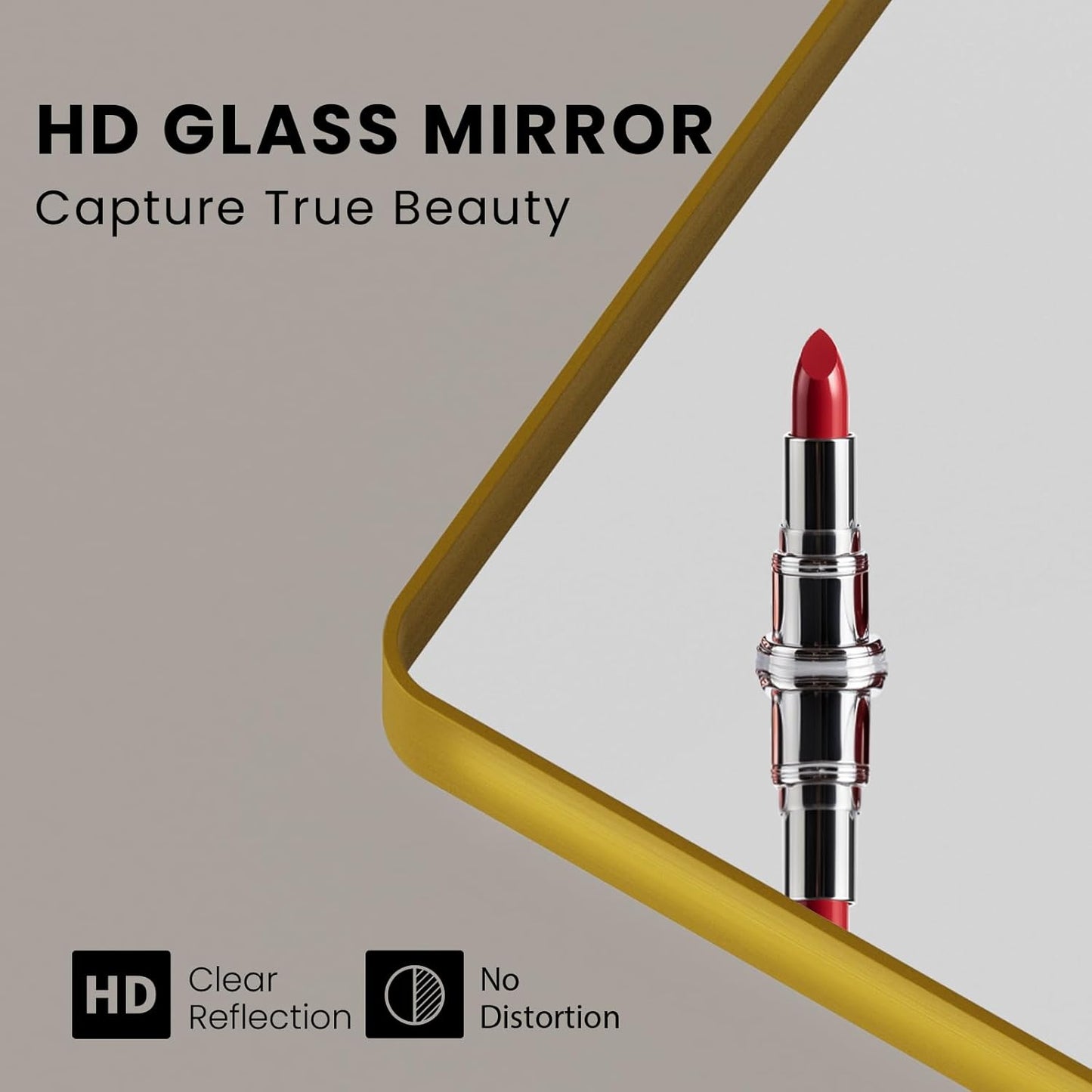 Gold Bathroom Mirror, 72x36 Inch Brushed Gold Metal Frame Mirror for Wall, Rounded Rectangle Bathroom Vanity Mirror, Tempered Glass, Anti-Rust, Horizontal/Vertical