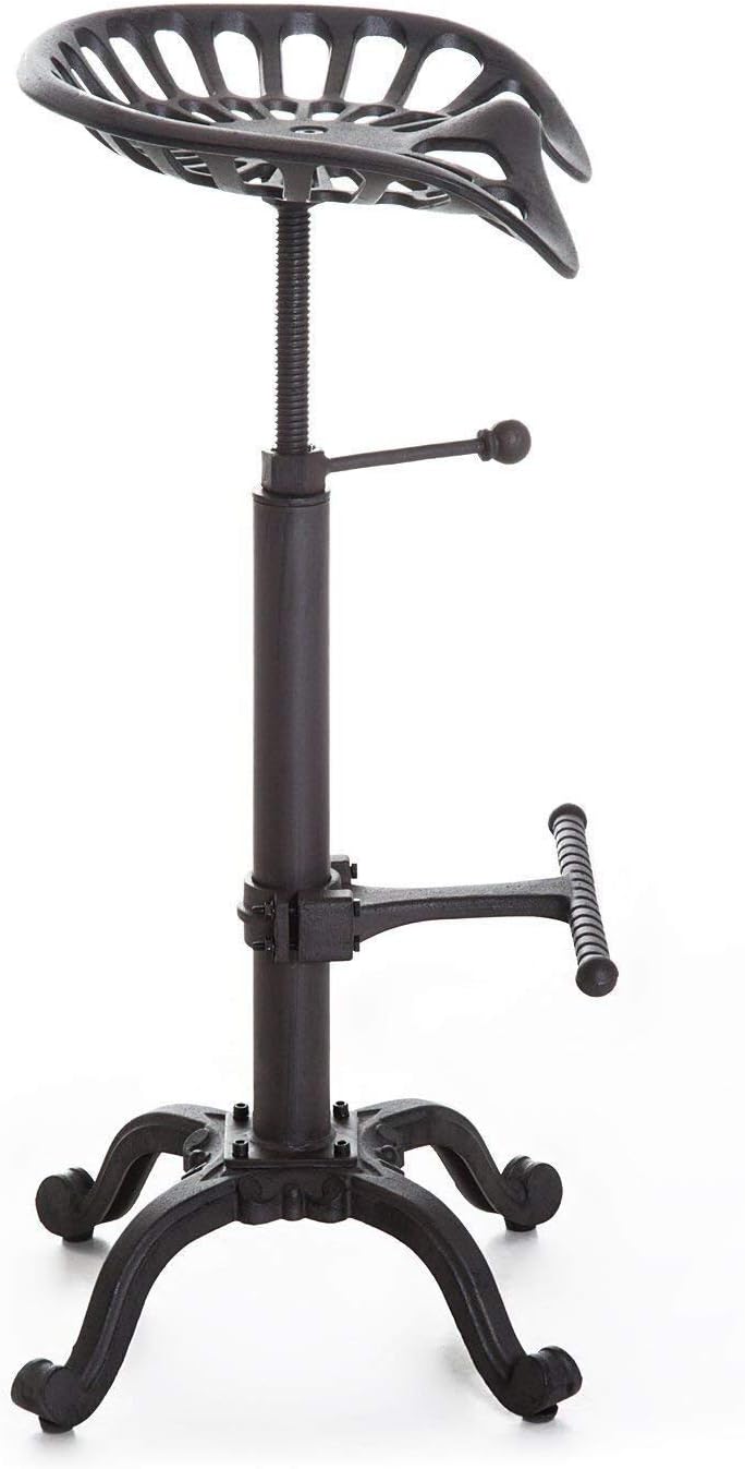 LOKKHAN Tractor Seat Bar Stool-Rustic Industrial Bar Stool-Farmhouse Cast Iron Swivel Stool-Counter Height Adjustable-Extra Tall Pub Height-24-31 inch (Matte Rust)