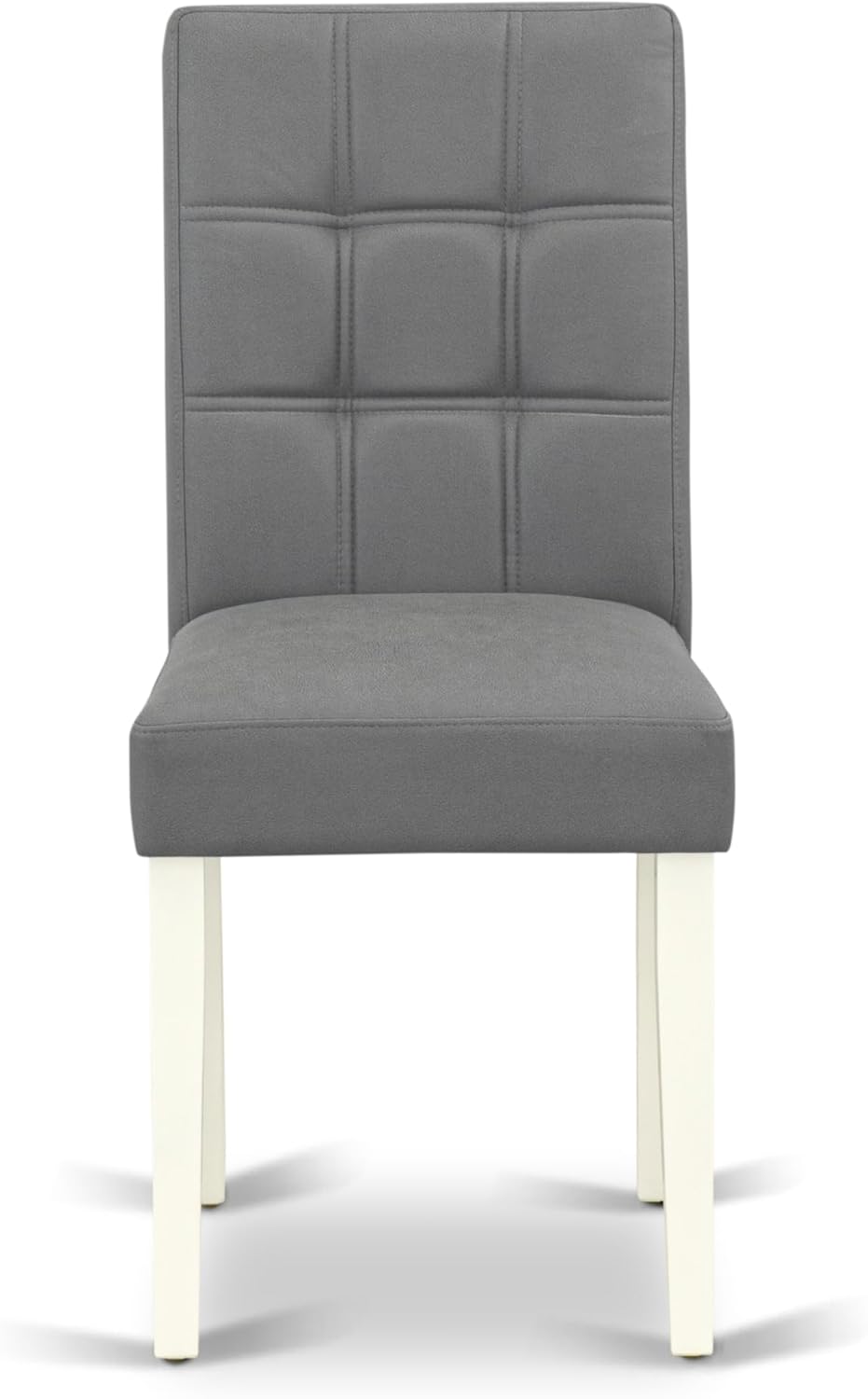 East West Furniture ANAS3-LWH-41 3 Piece Kitchen Table Set consists A Wooden Table and 2 Platinum Gray Polyester Fabric Person Chairs with Stylish Back- Linen White Finish