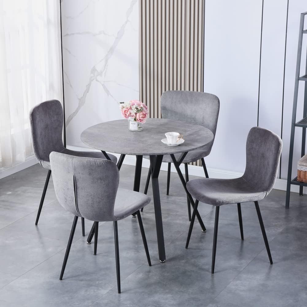 Round Dining Table with Metal Legs, 35.5 in Modern Kitchen Table Dining Room Table for Dining Room Kitchen, Grey