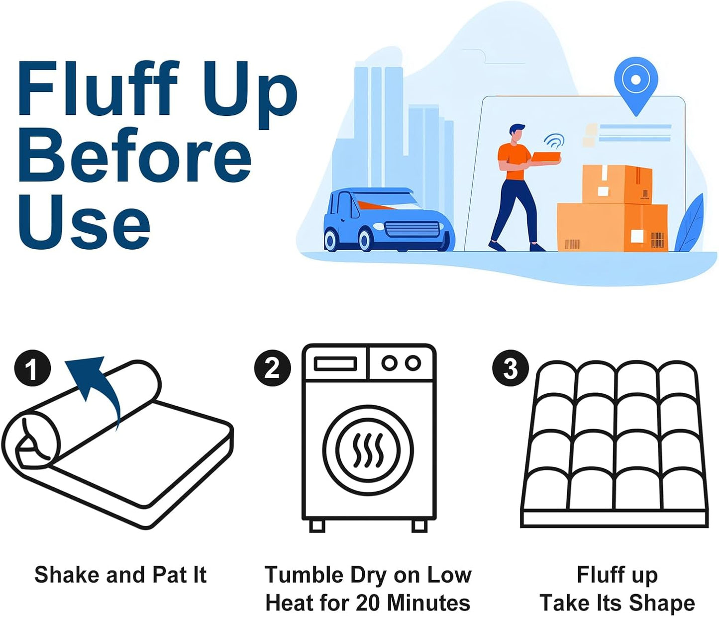 COONP Queen Mattress Topper, Extra Thick Pillowtop, Cooling Plush Mattress Pad Cover Bed Topper Protector with 8-21 Inch Deep Pocket (Navy Blue, Queen)