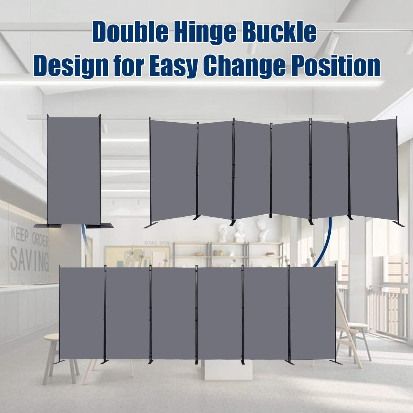 Room Divider 6FT Portable Room Dividers and Folding Privacy Screens, 204'' W Fabric Divider for Room Separation, 6 Panel Partition Room Dividers Freestanding Wall Divider Screen for Dorm Studio Office