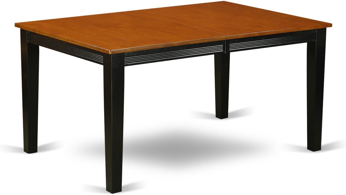 East West Furniture QUNO5-BCH-W 5 Piece Kitchen Table & Chairs Set Includes a Rectangle Dining Table with Butterfly Leaf and 4 Dining Room Chairs, 40x78 Inch, Black & Cherry