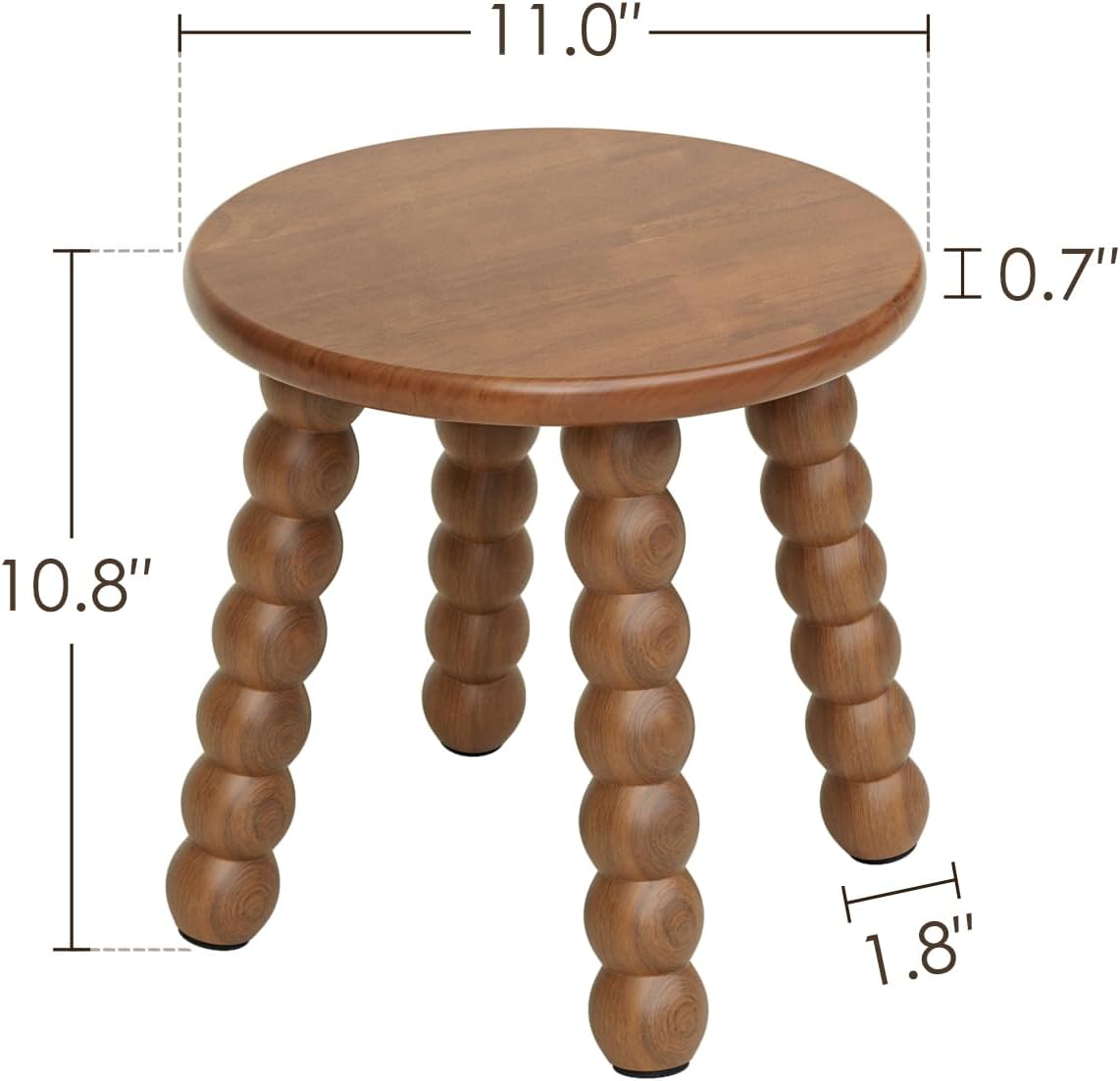 Masupu Solid Wooden Step Stool for Adults Kids, 11 inch Small Foot Stool, Non-Slip One Step Stool, Sturdy Foot Stool for Bathroom, Bedroom, Kichen, Plant Stand(Walnut Brown)