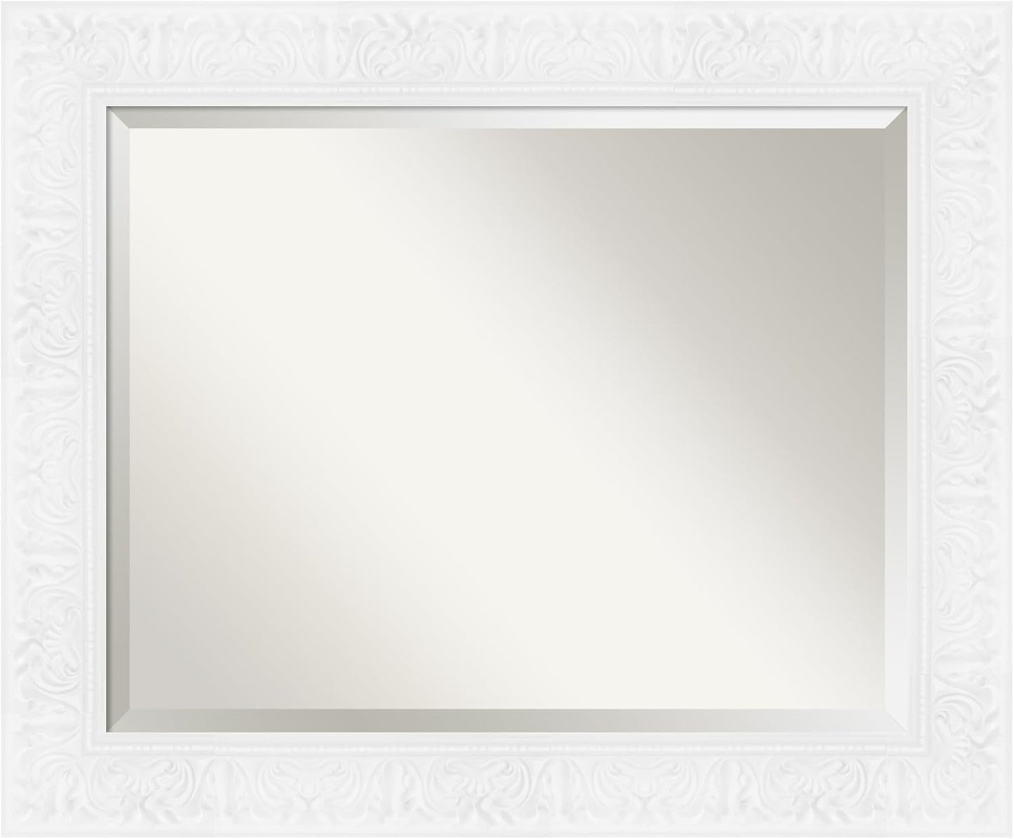 Amanti Art White Bathroom Mirror for Over Sink, 29x35 Luxe White Rectangle Vanity Mirror, Large Traditional Frame, Hangs Horizonally and Vertically, Bathroom Wall Decor, Beveled Edge