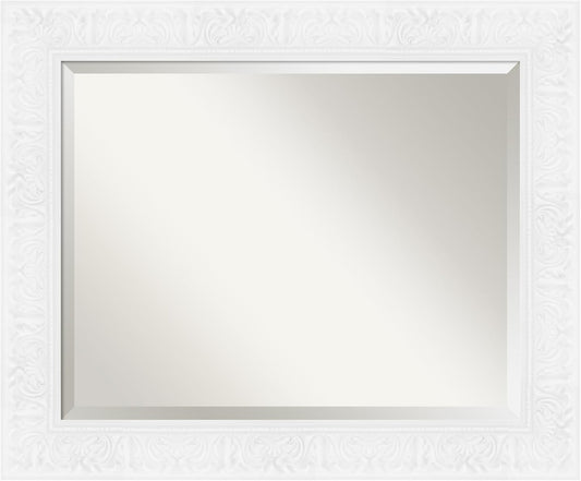 Amanti Art White Bathroom Mirror for Over Sink, 29x35 Luxe White Rectangle Vanity Mirror, Large Traditional Frame, Hangs Horizonally and Vertically, Bathroom Wall Decor, Beveled Edge