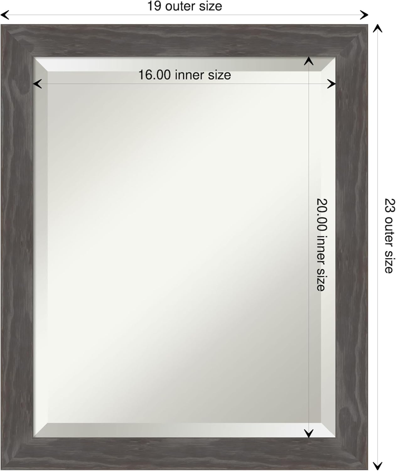 Amanti Art Grey Wall Mirror 23x19 Woodridge Rustic Grey Rectangle Bathroom Mirror for Wall Decor Living Room, Small Country Rustic Wood Frame, Hangs Horizonally and Vertically, Bathroom Decor,