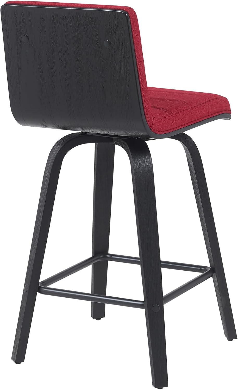 Armen Living Vienna Modern Swivel 26" Counter Height Barstool with Red Fabric Upholstered Seat and Black Wood Finish