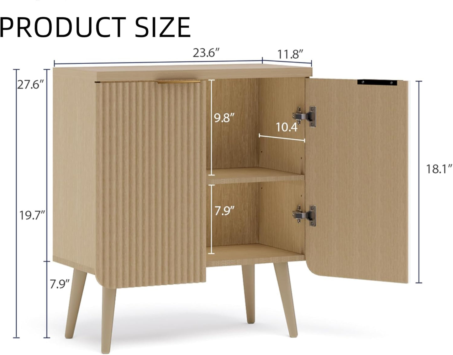 Buffet Cabinet, Sideboard Fluted Cabinet Modern Kitchen Buffet Storage Cabinets with Doors and Shelves, Wood Farmhouse Coffee Bar Station for Entryway & Dining Room & Living Room, Natual Oak