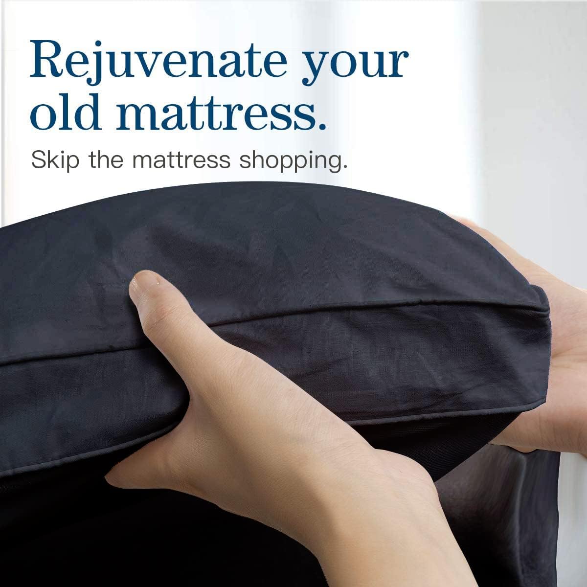 COONP King Mattress Topper, Extra Thick Pillowtop, Cooling Plush Mattress Pad Cover Bed Topper Protector with 8-21 Inch Deep Pocket (Black, King)