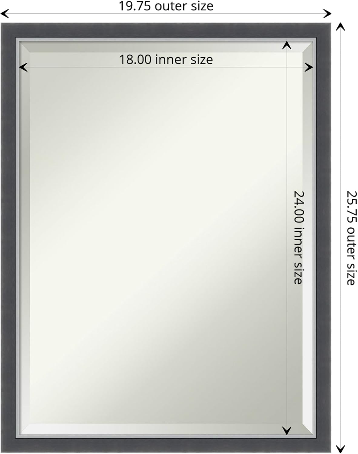 Amanti Art Black Bathroom Mirror for Over Sink, 26x20 Eva Black Silver Thin Rectangle Vanity Mirror, Medium Modern Contemporary Frame, Hangs Horizonally and Vertically, Bathroom Wall Decor, Beveled