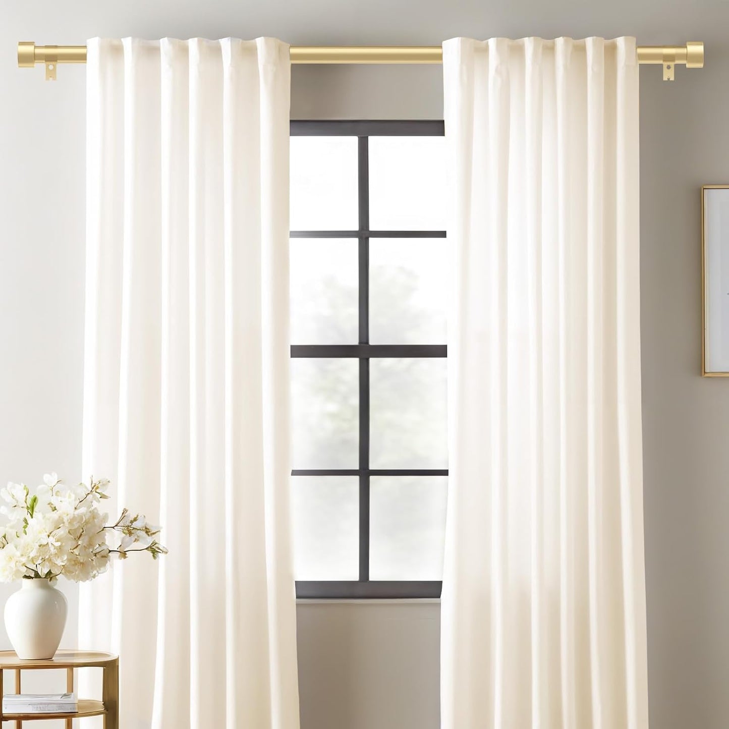 2 Pack Curtain Rods for Windows 66 to 120 Inch(5.5-10ft), 1 Inch Gold Heavy Duty Curtain Rods Set, Adjustable Extra Long Curtain Rod for Patio Bedroom, Outdoor Drapery Rods, Size 32"- 120"