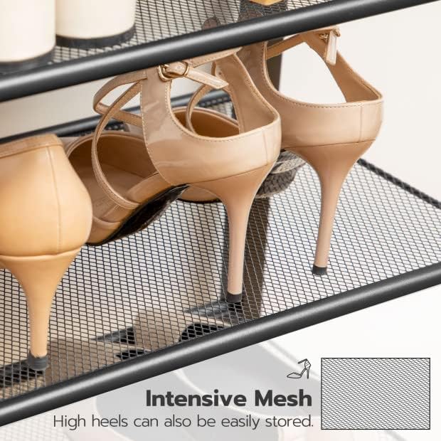 HOOBRO 10-Tier Shoe Rack, 39.4" L Shoe Storage Organizer, Large Capacity Shoe Shelf for Front Door Entrance, Entryway, Hallway, Holds 45-50 Pairs of Shoes, Closet, Rustic Brown BF171XJ01