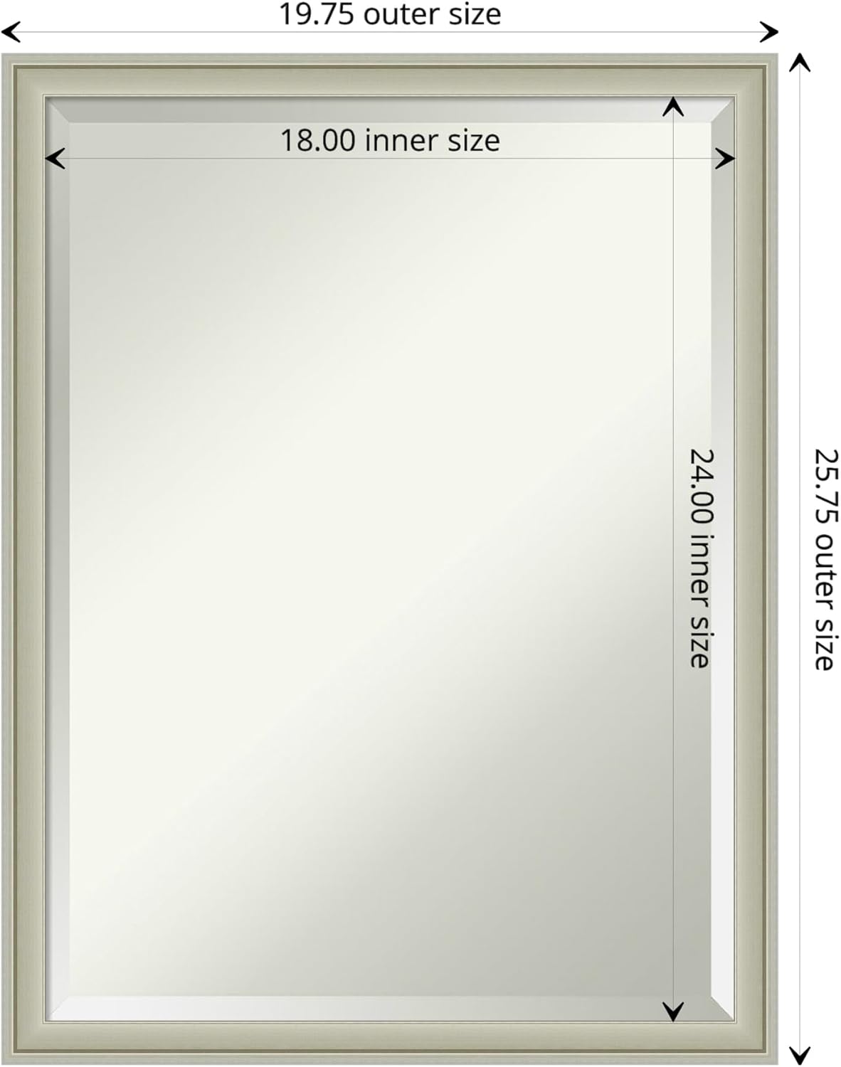 Amanti Art Silver Bathroom Mirror for Over Sink, 26x20 Florence Silver Rectangle Vanity Mirror, Medium Casual Frame, Hangs Horizonally and Vertically, Bathroom Wall Decor, Beveled Edge from WI, USA