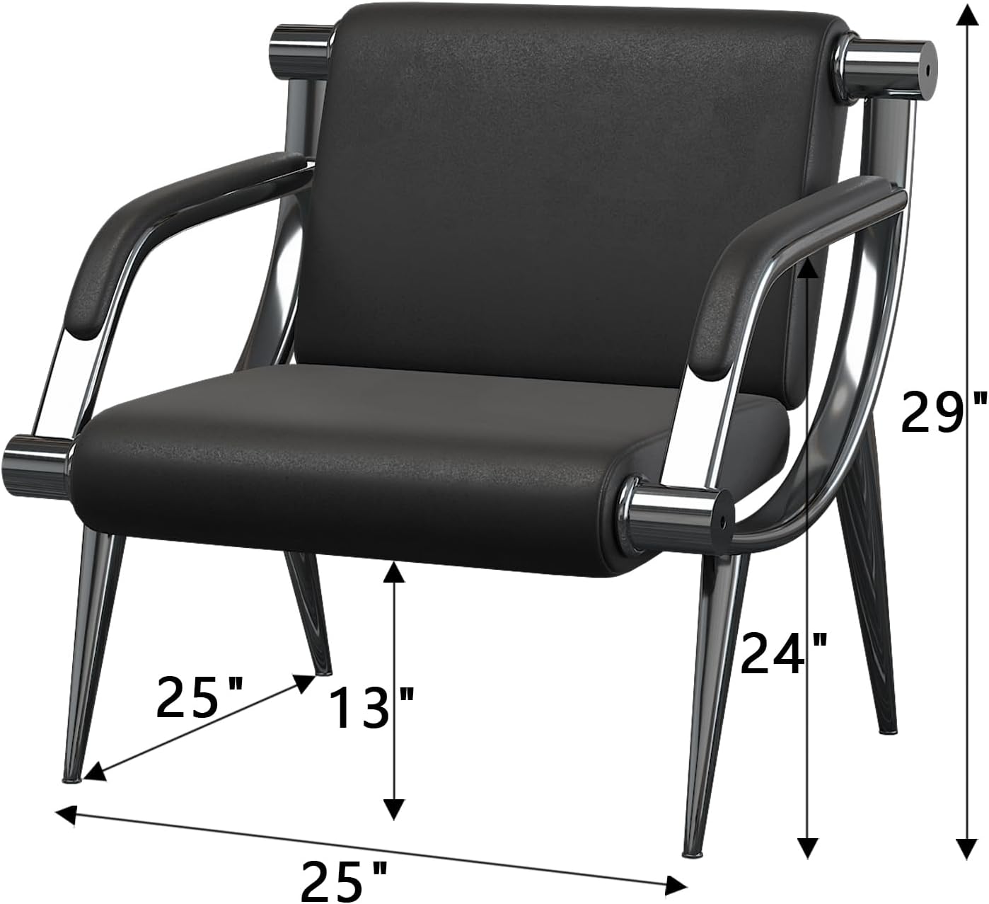 wonline 2Pcs Waiting Room Chair with Armrest Black PU Leather Office Furniture, Office Guest Seating Lobby Conference Reception Chairs for Airport Clinic Hospital Bank Salon Barber(Black)