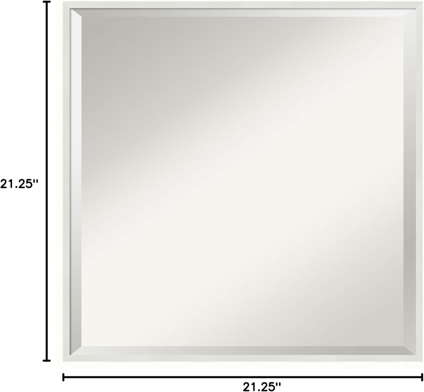 Amanti Art White Bathroom Mirror for Over Sink, 21x21 Lucie White Square Vanity Mirror, Medium Modern Wood Frame, Hangs Horizonally and Vertically, Bathroom Wall Decor, Beveled Edge from WI, USA