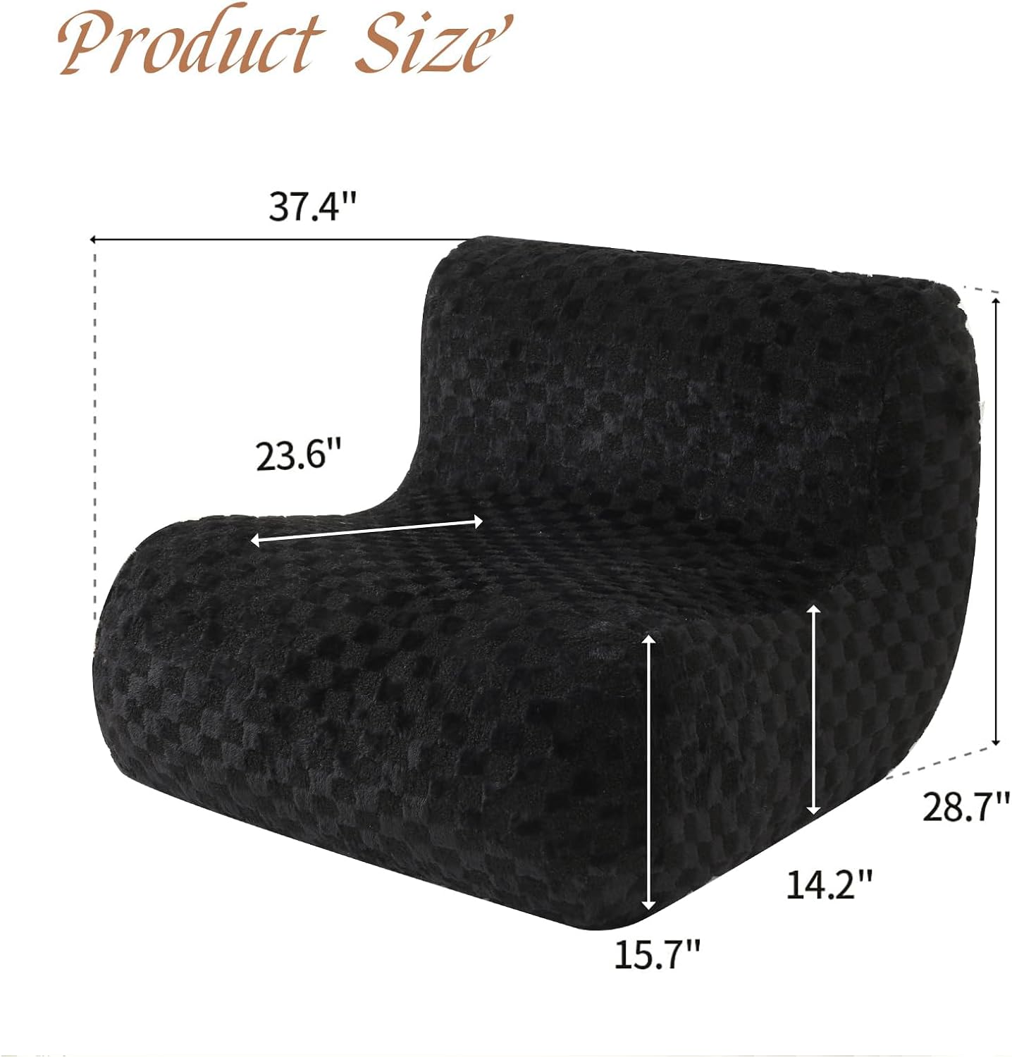 Bean Bag Chairs for Adults, Comfy Floor Sofa with Memory Foam, Giant Bean Bag Couch for Living Room Bedroom Dorm Office, Black