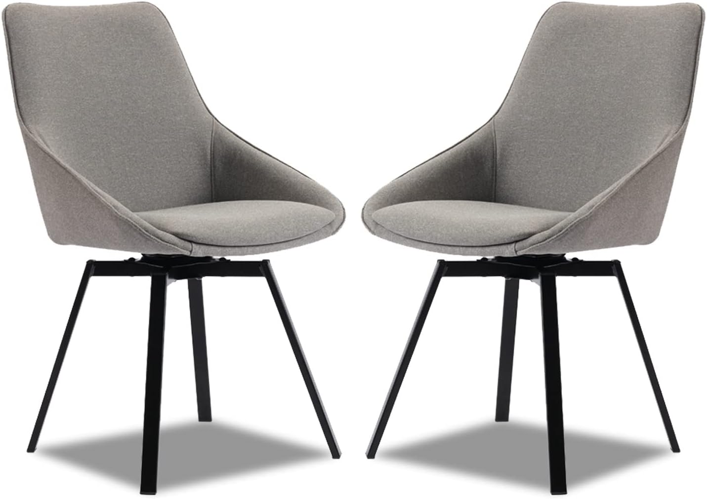 Dining Chairs Set of 2 Light Grey Living Room Chairs Fabric Upholstered Kitchen Chairs,Loads Up to 270lbs,Quick Assembly,Swivel Dining Chair