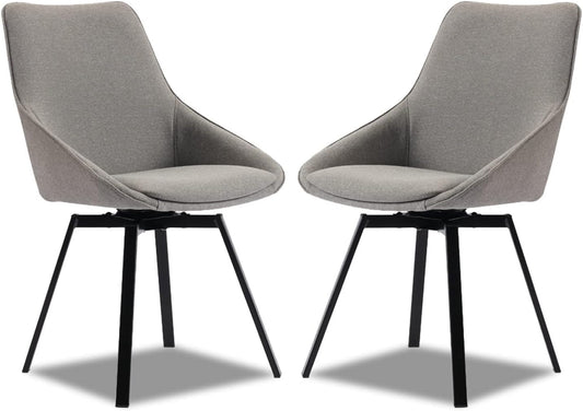 Dining Chairs Set of 2 Light Grey Living Room Chairs Fabric Upholstered Kitchen Chairs,Loads Up to 270lbs,Quick Assembly,Swivel Dining Chair