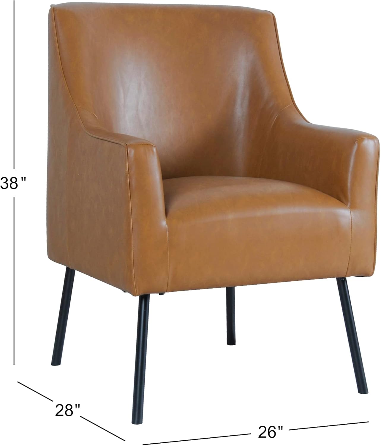 HomePop Modern Accent Chair, Home Décor, Accent Chairs for Living Room & Bedroom, Fabric Reading Living Room Side Chair, Single Sofa with Lounge Seat and Metal Legs- Carmel Faux Leather