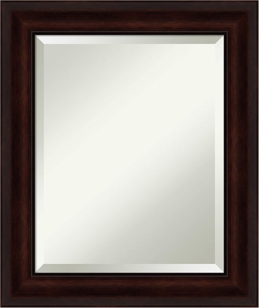 Amanti Art Brown Bathroom Mirror for Over Sink, 25x21 Coffee Bean Brown Rectangle Vanity Mirror, Small Casual Frame, Hangs Horizonally and Vertically, Bathroom Wall Decor, Beveled Edge from WI, USA