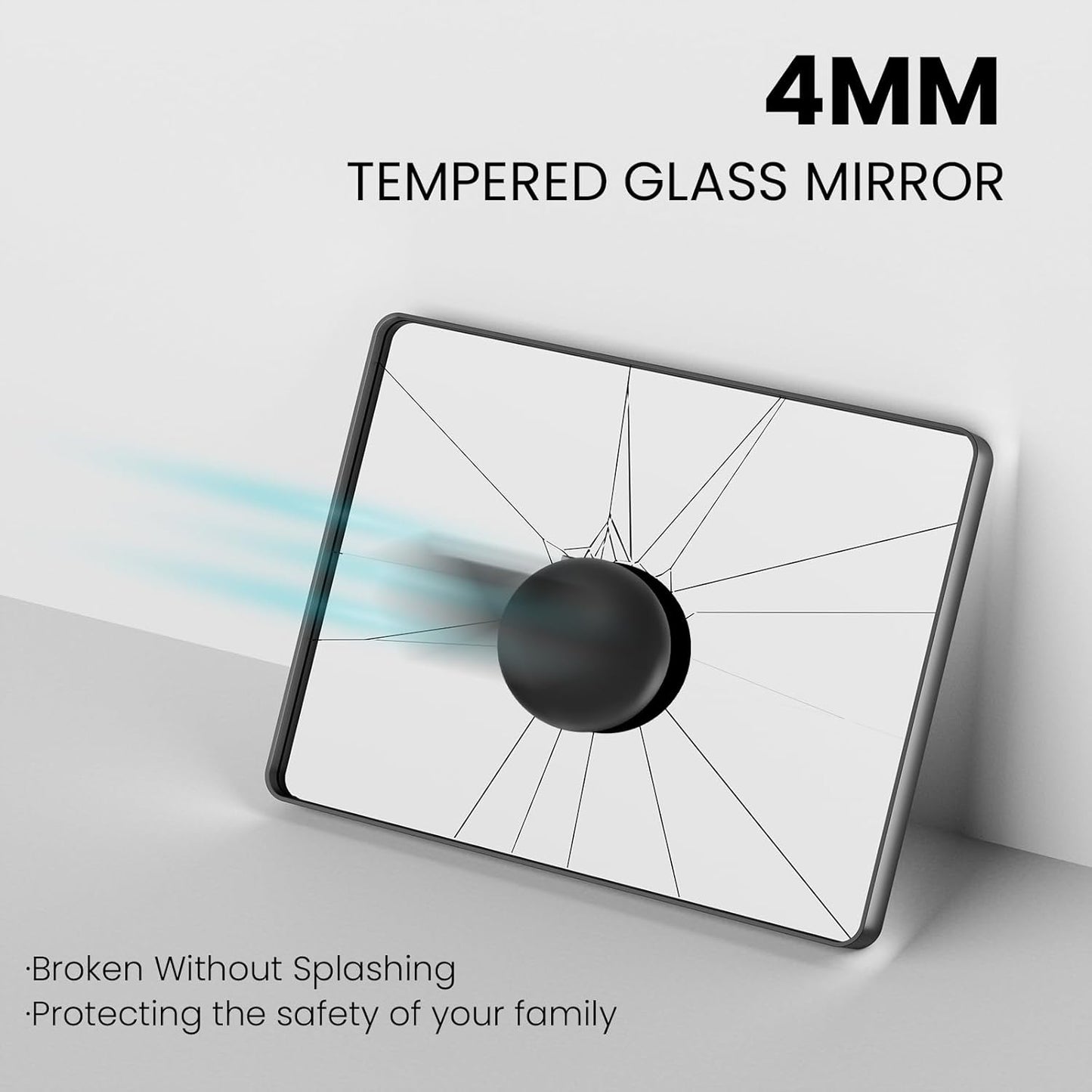 White Bathroom Mirror 40x30 Inch, White Metal Framed Bathroom Mirror for Wall, Rounded Rectangle Matte Bathroom Vanity Mirror, Tempered Glass, Anti-Rust, Horizontal/Vertical