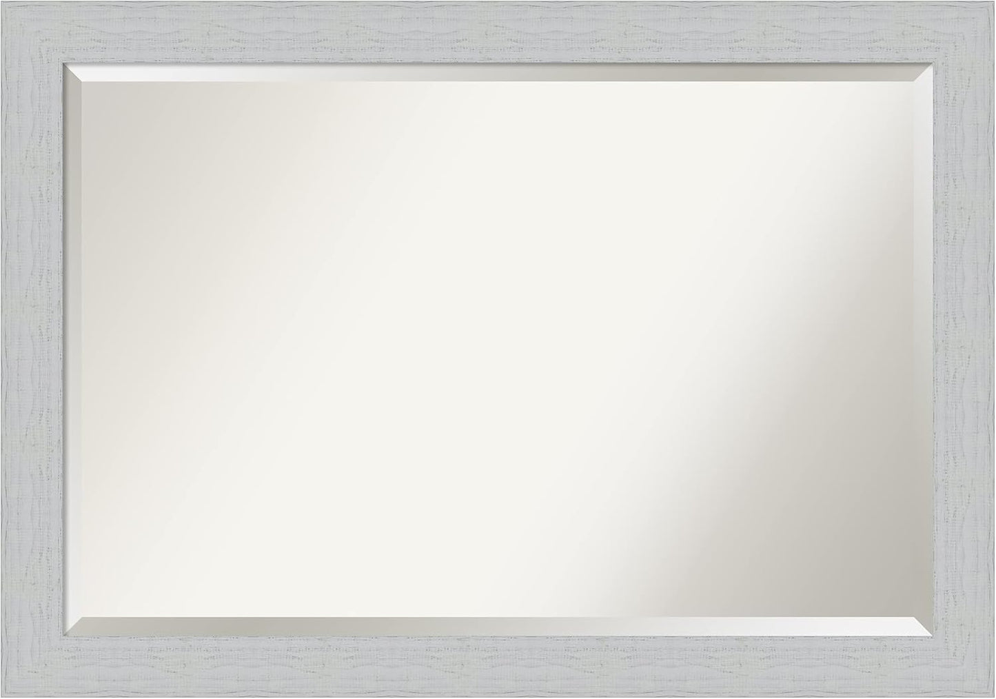 Amanti Art White Bathroom Mirror for Over Sink, 28x40 Shiplap White Rectangle Vanity Mirror, Large Coastal Wood Frame, Hangs Horizonally and Vertically, Bathroom Wall Decor, Beveled Edge from WI, USA