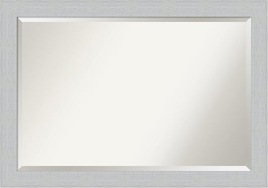 Amanti Art White Bathroom Mirror for Over Sink, 28x40 Shiplap White Rectangle Vanity Mirror, Large Coastal Wood Frame, Hangs Horizonally and Vertically, Bathroom Wall Decor, Beveled Edge from WI, USA