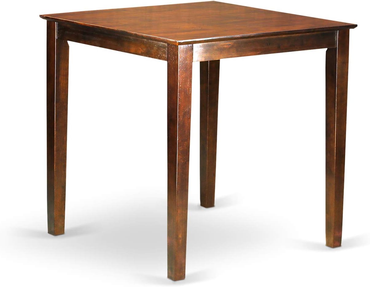 East West Furniture VNQU3-MAH-W 3 Piece Counter Height Pub Set for Small Spaces Contains a Square Dining Room Table and 2 Kitchen Chairs, 36x36 Inch, Mahogany