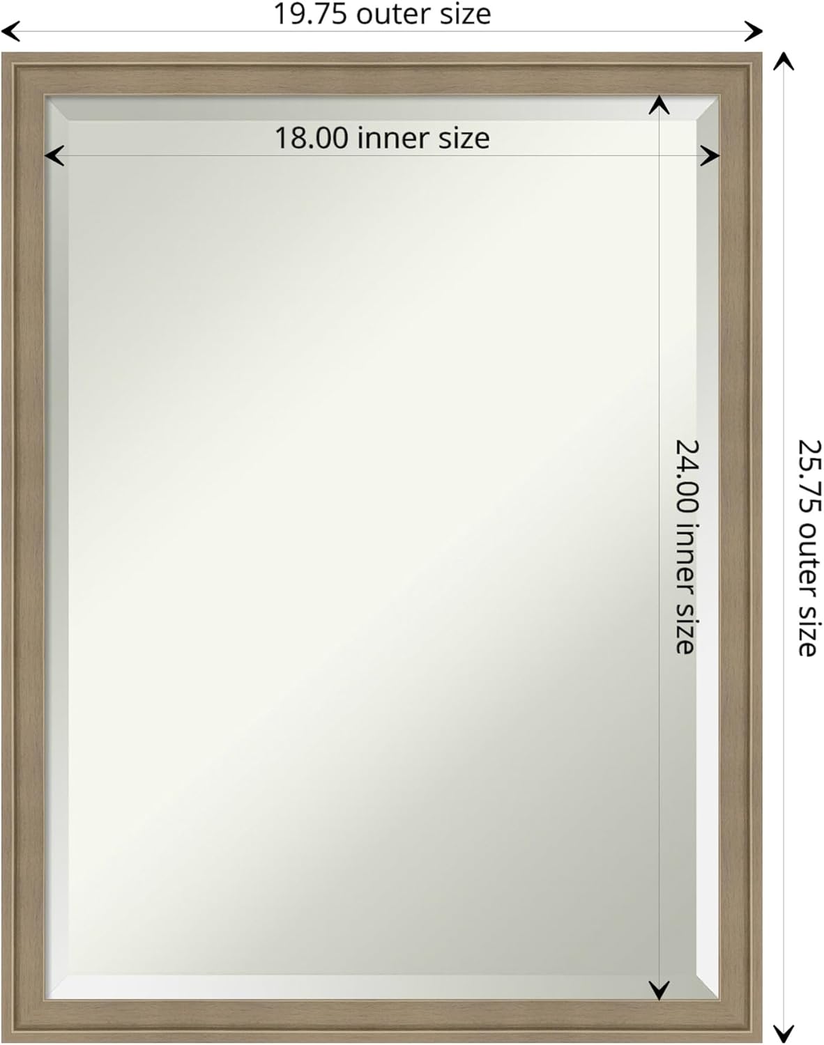 Amanti Art Brown Wall Mirror 26x20 Florence Light Brown Rectangle Bathroom Mirror for Wall Decor Living Room, Medium Casual Frame, Hangs Horizonally and Vertically, Bathroom Decor, Beveled Edge