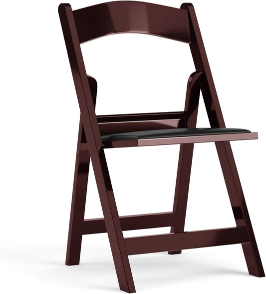 Flash Furniture Hercules™ Series Folding Chair - Red Mahogany Resin – 1000LB Weight Capacity Comfortable Event Chair - Light Weight Folding Chair
