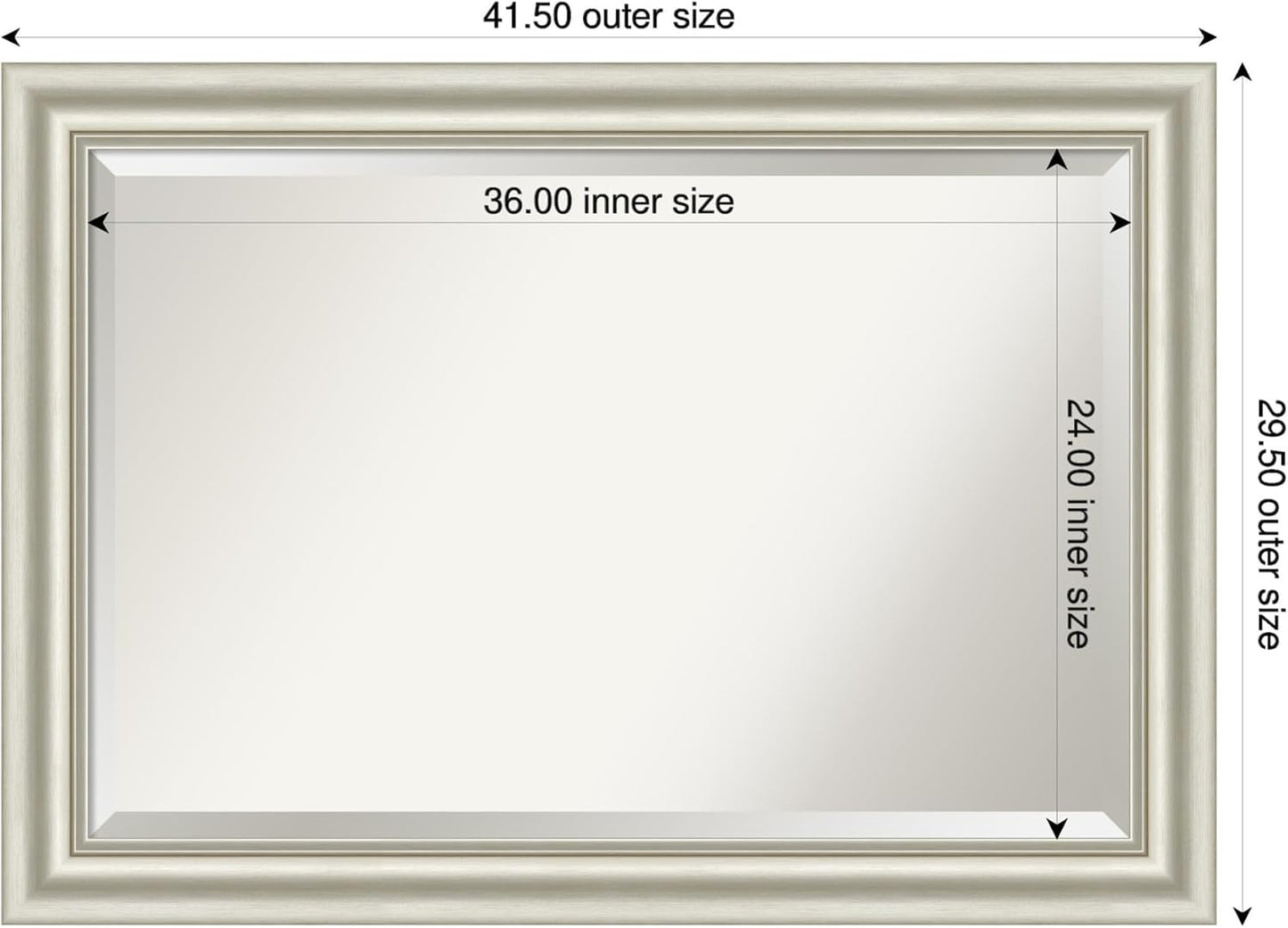 Amanti Art Bathroom Mirror for Over Sink, 30x42 Sophia Silver Rectangle Vanity Mirror, Large Traditional Frame, Hangs Horizonally and Vertically, Bathroom Wall Decor, Beveled Edge