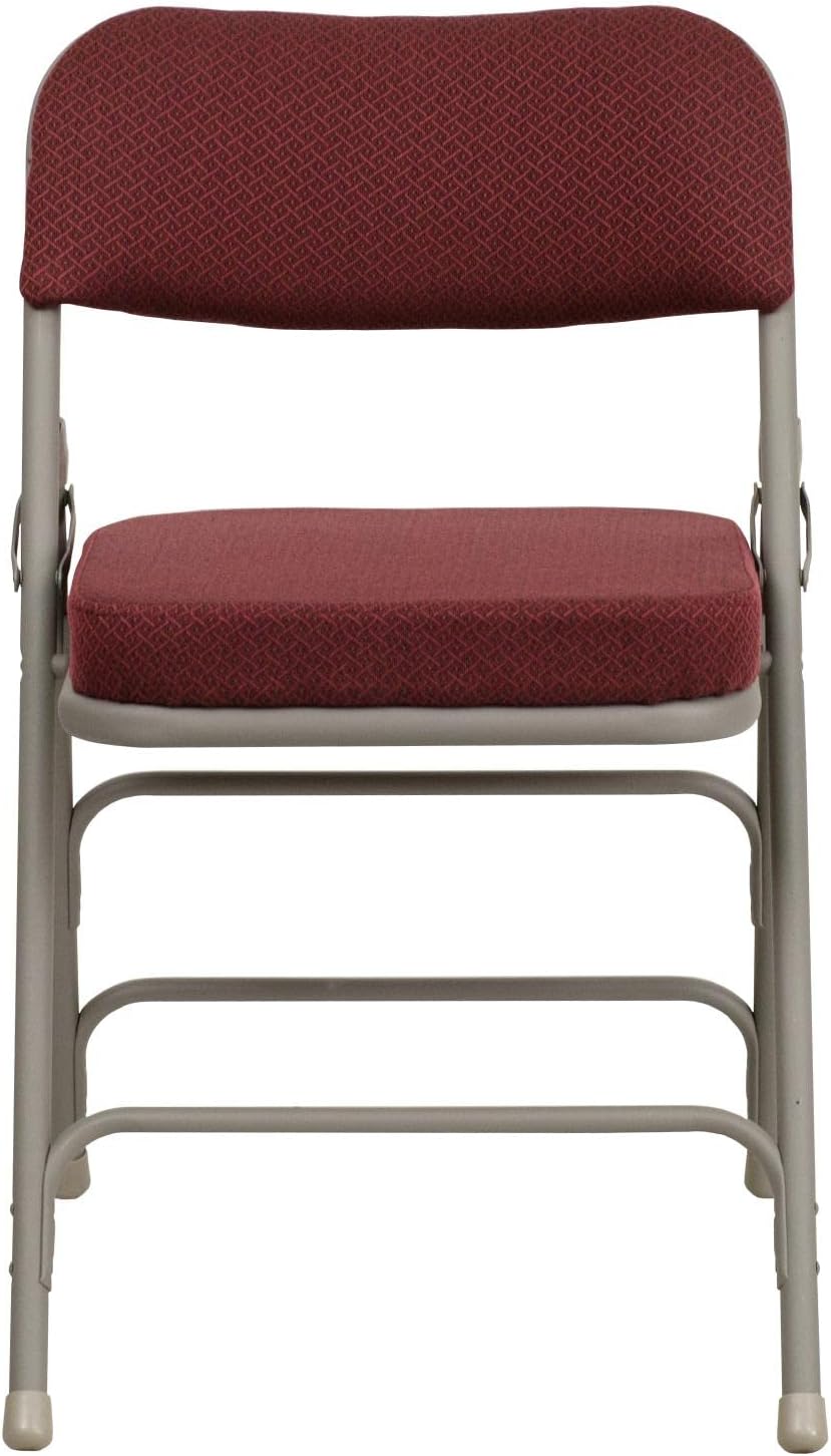 Flash Furniture 4 Pack HERCULES Series Premium Curved Triple Braced & Double Hinged Burgundy Fabric Metal Folding Chair