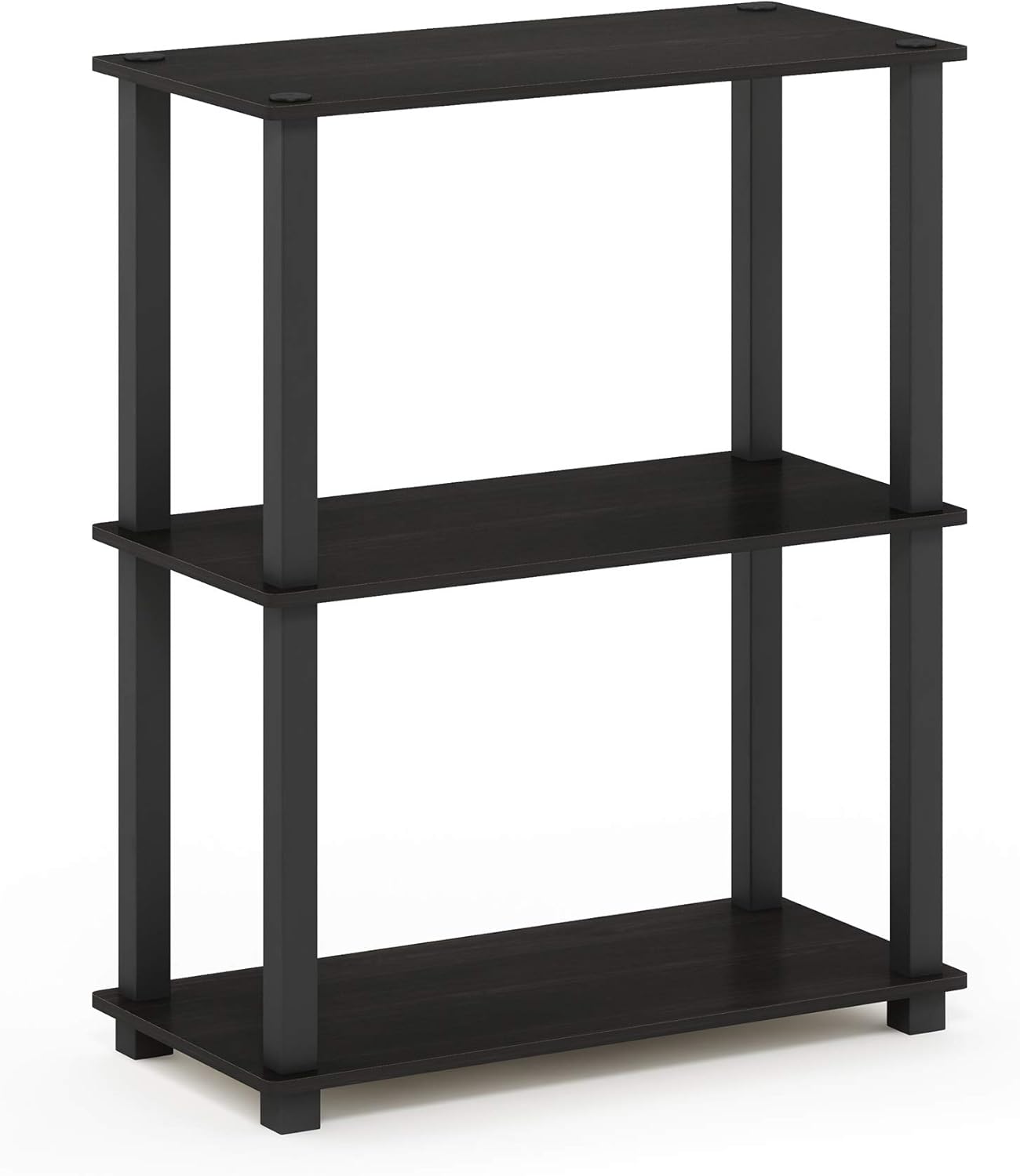 Furinno Turn-S-Tube 3-Tier Compact Multipurpose Shelf Display Rack with Square Tube, Espresso/Black