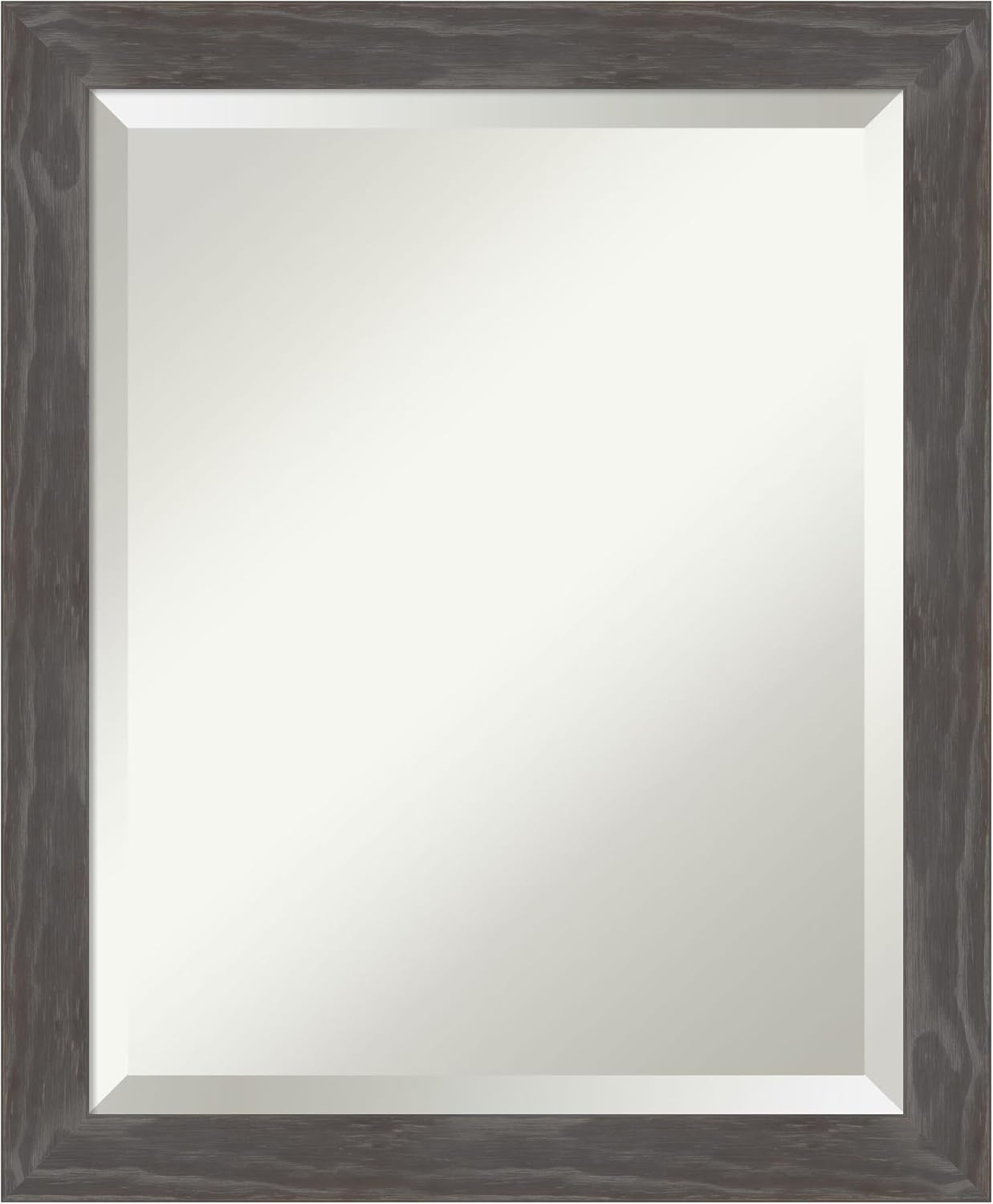 Amanti Art Grey Wall Mirror 23x19 Woodridge Rustic Grey Rectangle Bathroom Mirror for Wall Decor Living Room, Small Country Rustic Wood Frame, Hangs Horizonally and Vertically, Bathroom Decor,
