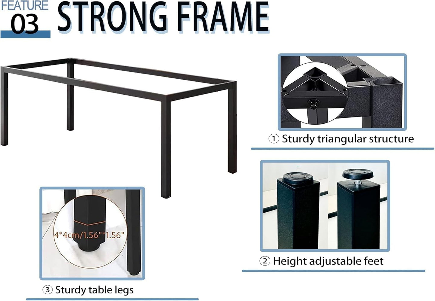 55 Inch Desk - Sturdy Metal Frame Computer Desk, Spacious Office Desk & Writing Desk with Easy Assembly, Durable Workstation for Home Office
