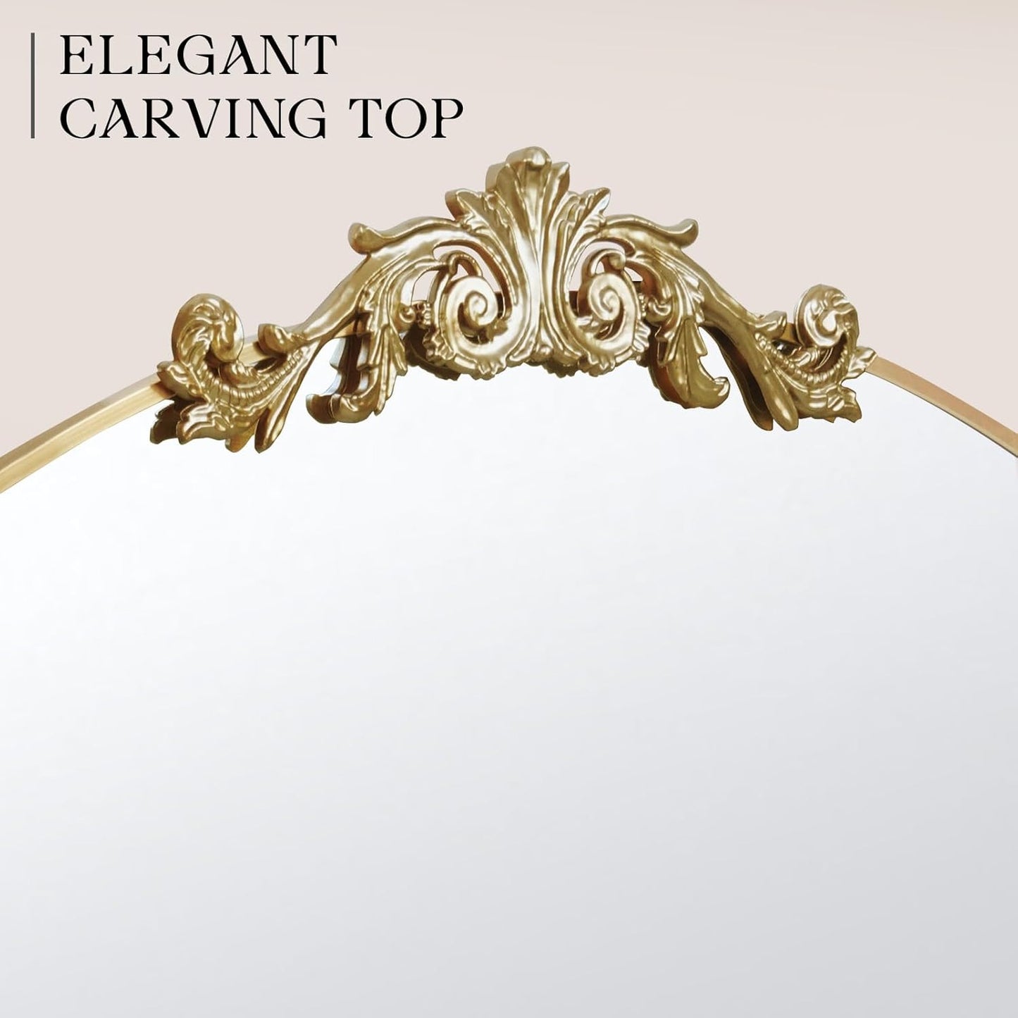 MISSDAY Vintage Retro Gold Baroque Mirror for Wall, 36"X30" Arched Antique Wall Mirror with Elegant Carving Top, Full Metal Frame Wall-Mounted Mirror for Bathroom, Living Room, Fireplace, Entryway